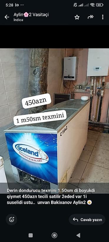 *Derin dondurucu texmini 1.50sm di boyukdi qiymet 450azn tecili lalafo.az -da *Derin dondurucu texmini 1.50sm di boyukdi qiymet 450azn tecili