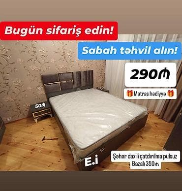 Yeni, İkinəfərlik çarpayı, Matras ilə lalafo.az -da — 9 Yeni, İkinəfərlik çarpayı, Matras ilə — 9