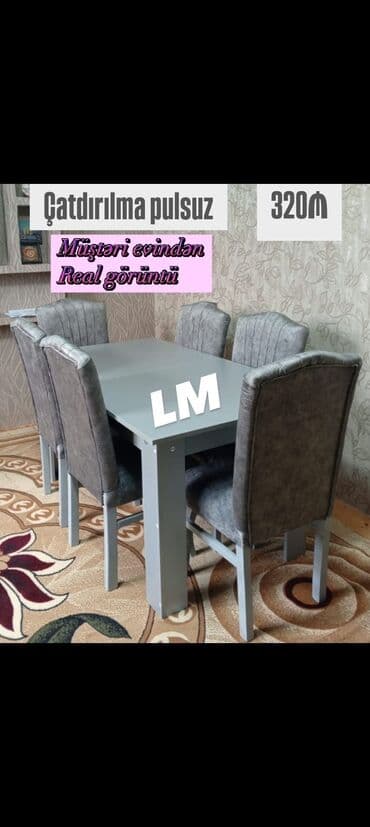 Qonaq otağı üçün, Yeni, Açılmayan, Dördbucaq masa, 6 stul lalafo.az -da Qonaq otağı üçün, Yeni, Açılmayan, Dördbucaq masa, 6 stul