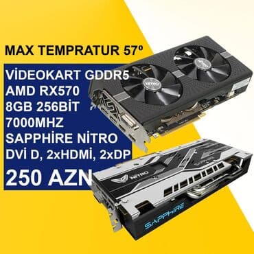 Videokart Sapphire Radeon RX 570, 8 GB, İşlənmiş lalafo.az -da Videokart Sapphire Radeon RX 570, 8 GB, İşlənmiş