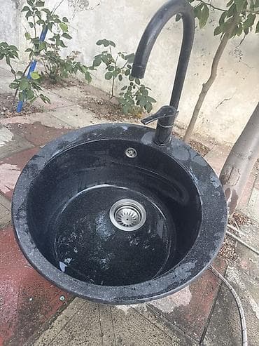 Qranit materialdan dairəvi mətbəx/lavabo çanağı və qarışdırıcı kran lalafo.az -da Qranit materialdan dairəvi mətbəx/lavabo çanağı və qarışdırıcı kran