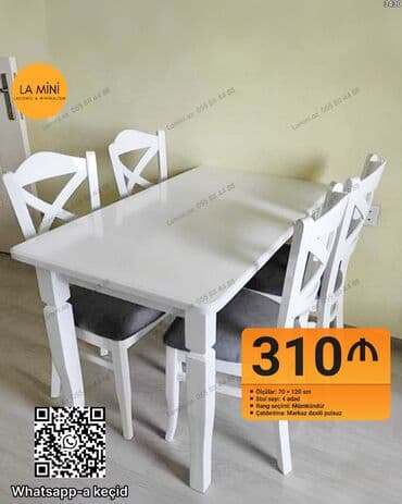 Mətbəx üçün, Açılmayan, Dördbucaq masa, 4 stul lalafo.az -da Mətbəx üçün, Açılmayan, Dördbucaq masa, 4 stul