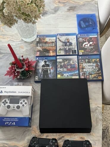 Москвич: PlayStation 4 Slim komplekt - PS4 Slim konsolu (qara rəng) - 2 ədəd at lalafo.az — 1 Москвич: PlayStation 4 Slim komplekt - PS4 Slim konsolu (qara rəng) - 2 ədəd — 1
