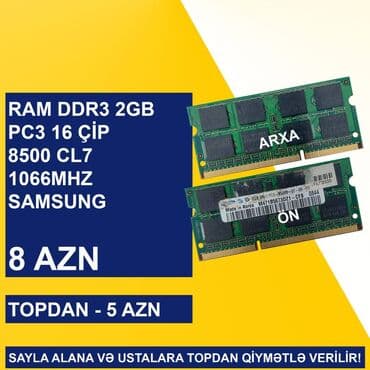 Operativ Yaddaş "DDR3 2GB 1066/1333Mhz Sodimm" SAYLA ALANA VƏ USTALARA lalafo.az -da — 1 Operativ Yaddaş "DDR3 2GB 1066/1333Mhz Sodimm" SAYLA ALANA VƏ USTALARA — 1