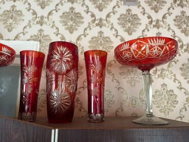Qırmızı xrustaldan hazırlanmış bu qablar dəsti istənilən evə zəriflik lalafo.az -da Qırmızı xrustaldan hazırlanmış bu qablar dəsti istənilən evə zəriflik
