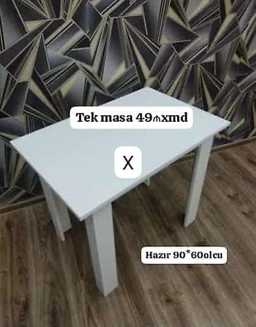 Ağ rəngli yemək/iş masası - Ölçü: 90×60 sm (hazır ölçü) - Sadə və lalafo.az -da Ağ rəngli yemək/iş masası - Ölçü: 90×60 sm (hazır ölçü) - Sadə və