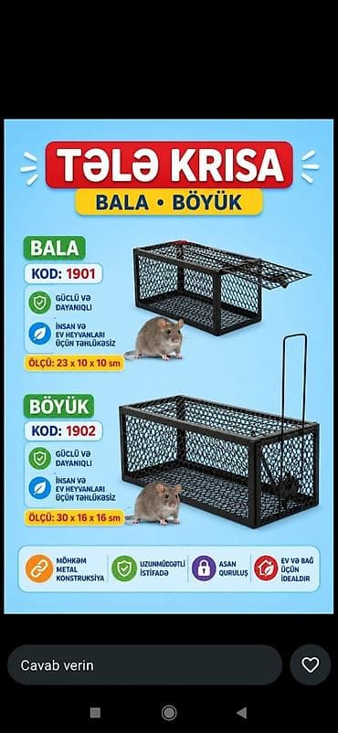 Tələ – siçan/kirpi üçün canlı tutma qəfəsi Model və ölçülər: - Bala lalafo.az -da Tələ – siçan/kirpi üçün canlı tutma qəfəsi Model və ölçülər: - Bala