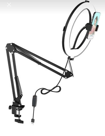 Masaüstü quraşdırılan halqa işıqlı və telefon/kamera tutacaqlı elastik lalafo.az -da Masaüstü quraşdırılan halqa işıqlı və telefon/kamera tutacaqlı elastik