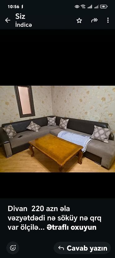Divan 220 azn əla vəzyətdədi nə söküy nə qrq var ölçilər: 270*250 at lalafo.az Divan 220 azn əla vəzyətdədi nə söküy nə qrq var ölçilər: 270*250