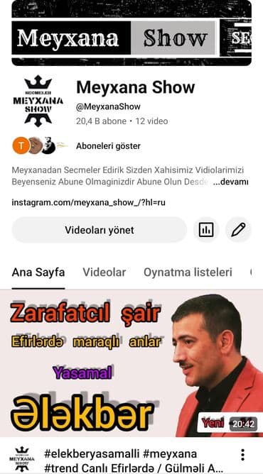 Özümün şəxsi YouTube - kanalıdır. Rəsmi kanaldır. Sadəcə alan şəxsə lalafo.az -da Özümün şəxsi YouTube - kanalıdır. Rəsmi kanaldır. Sadəcə alan şəxsə