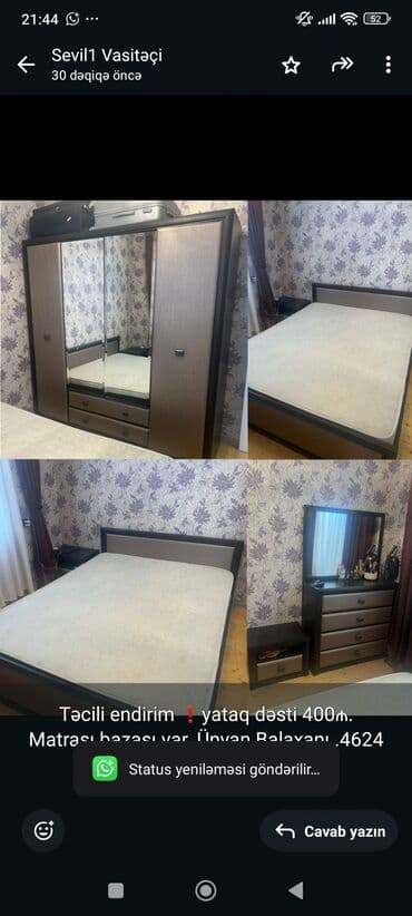 Təcili endirim ❗yataq dəsti 400₼. Matrası bazası var. Ünvan lalafo.az -da Təcili endirim ❗yataq dəsti 400₼. Matrası bazası var. Ünvan