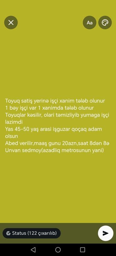 Xadimə tələb olunur, Gündəlik ödəniş, 46 yaşdan yuxarı lalafo.az -da Xadimə tələb olunur, Gündəlik ödəniş, 46 yaşdan yuxarı
