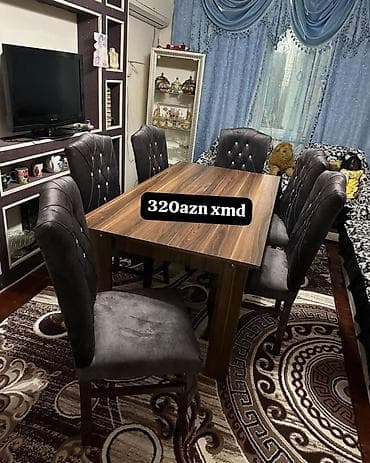 Qonaq otağı üçün, Açılmayan, Dördbucaq masa, 6 stul lalafo.az -da Qonaq otağı üçün, Açılmayan, Dördbucaq masa, 6 stul