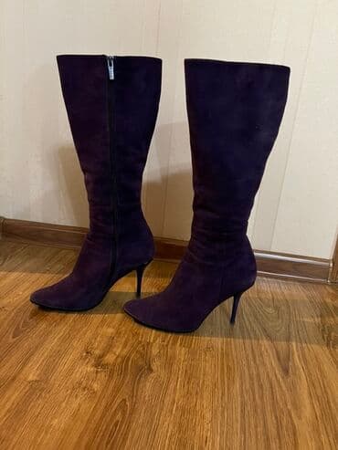 Qadın dizaltı botlar – klassik incə daban - Material: süet (zərif lalafo.az -da Qadın dizaltı botlar – klassik incə daban - Material: süet (zərif