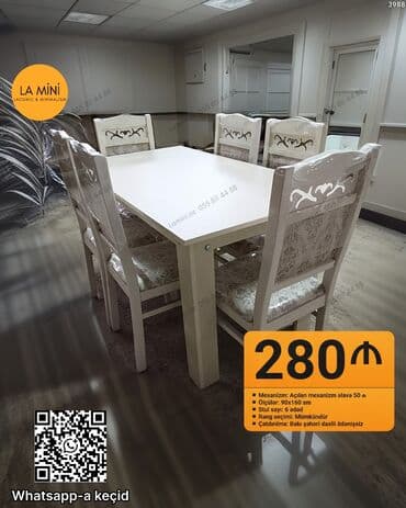 Qonaq otağı üçün, Açılan, Dördbucaq masa, 6 stul lalafo.az -da Qonaq otağı üçün, Açılan, Dördbucaq masa, 6 stul