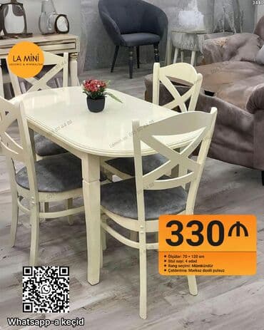 Oval masa, 4 stul lalafo.az -da Oval masa, 4 stul