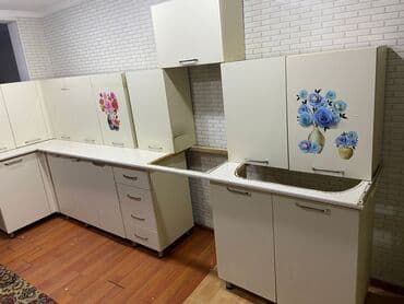 Пуфики: Mətbəx mebeli dəsti – L formalı, krem rəngli - Material at lalafo.az — 3 Пуфики: Mətbəx mebeli dəsti – L formalı, krem rəngli - Material — 3