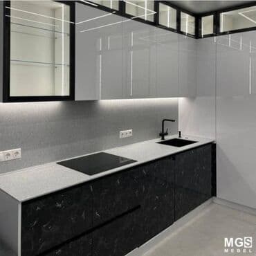 Müasir dizaynlı mətbəx mebeli – - Üst modullar: Parlaq boz lalafo.az -da Müasir dizaynlı mətbəx mebeli – - Üst modullar: Parlaq boz