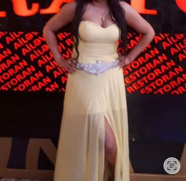 Zərif sarı rəngdə axşam donu - Model: çiyinləri açıq, korset tipli lalafo.az -da Zərif sarı rəngdə axşam donu - Model: çiyinləri açıq, korset tipli