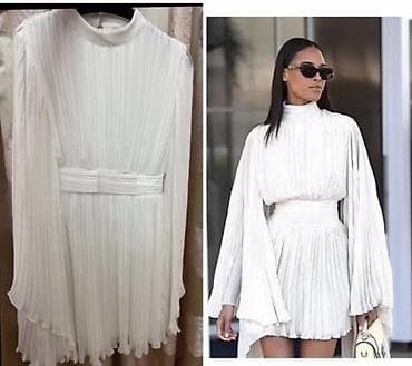 Ağ rəngli pliseli mini don - Yüksək yaxalı, zərif siluet - Tamamilə lalafo.az -da Ağ rəngli pliseli mini don - Yüksək yaxalı, zərif siluet - Tamamilə