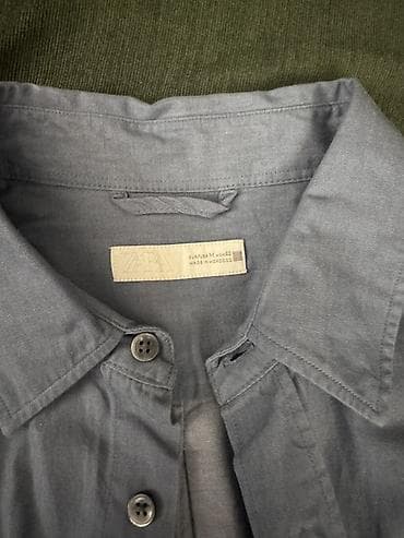 Мужская рубашка, Zara, M, цвет - Серый at lalafo.az Мужская рубашка, Zara, M, цвет - Серый