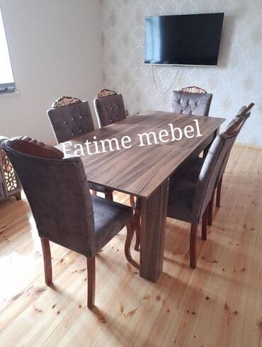 Qonaq otağı üçün, Yeni, Açılan, Dördbucaq masa, 6 stul lalafo.az -da Qonaq otağı üçün, Yeni, Açılan, Dördbucaq masa, 6 stul