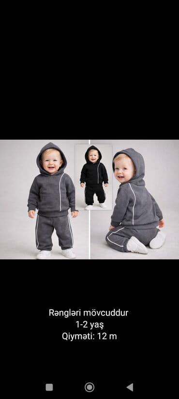 Uşaq sport dəsti – kapüşonlu svitşot və şalvar - Yaş: 1–2 yaş 3 iplik lalafo.az -da Uşaq sport dəsti – kapüşonlu svitşot və şalvar - Yaş: 1–2 yaş 3 iplik
