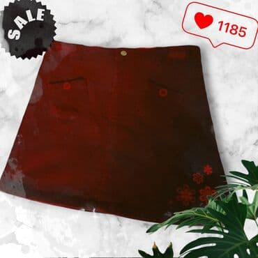 Qısa ətək – tünd qırmızı/bordo rəng - A-kəsim, mini uzunluq - Ön lalafo.az -da Qısa ətək – tünd qırmızı/bordo rəng - A-kəsim, mini uzunluq - Ön