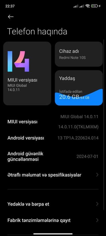Xiaomi Redmi Note 10S, 64 GB,
Barmaq izi, İki sim kartlı, Sensor lalafo.az -da Xiaomi Redmi Note 10S, 64 GB,
Barmaq izi, İki sim kartlı, Sensor