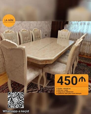 Qonaq otağı üçün, Açılmayan, Oval masa, 6 stul lalafo.az -da Qonaq otağı üçün, Açılmayan, Oval masa, 6 stul