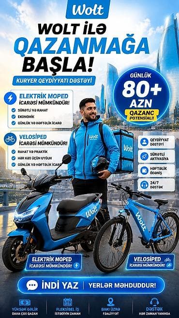 Moto-kuryer tələb olunur, Həftəlik ödəniş, Təcrübəsiz lalafo.az -da Moto-kuryer tələb olunur, Həftəlik ödəniş, Təcrübəsiz