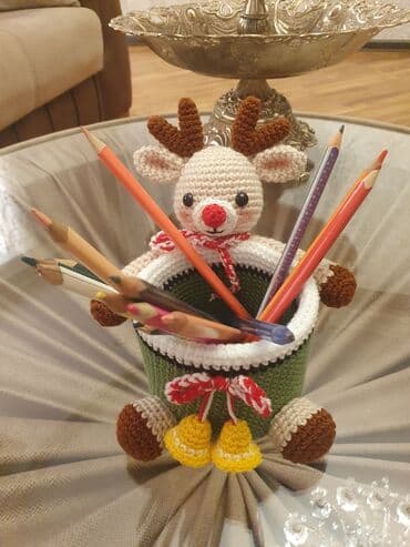 Корзины для ручек: Əllə toxunmuş dekorativ qələm/qutucuq – maral fiqurlu Карандашница at lalafo.az — 3 Корзины для ручек: Əllə toxunmuş dekorativ qələm/qutucuq – maral fiqurlu Карандашница — 3