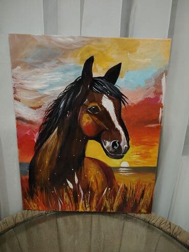 Yağlı boya tablo – “At gün batımında” - Texnika: kətan üzərində lalafo.az -da Yağlı boya tablo – “At gün batımında” - Texnika: kətan üzərində