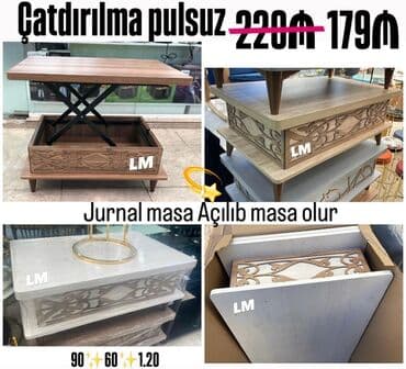 Пуфики на заказ: Прямоугольный стол, Трансформер, Без колесиков, Ламинат текстурный, Без гарантии, Бесплатная установка at lalafo.az — 1 Пуфики на заказ: Прямоугольный стол, Трансформер, Без колесиков, Ламинат текстурный, Без гарантии, Бесплатная установка — 1