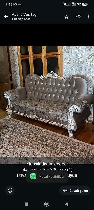 Klassik divan 2 eded. ela veziyyetde 300 azn (1) Unvan Bileceri lalafo.az -da Klassik divan 2 eded. ela veziyyetde 300 azn (1) Unvan Bileceri