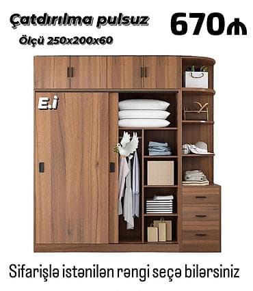 - Geniş həcmli gardırob - Ölçü: 250 x 200 x 60 sm - Sürgülü qapı lalafo.az -da - Geniş həcmli gardırob - Ölçü: 250 x 200 x 60 sm - Sürgülü qapı