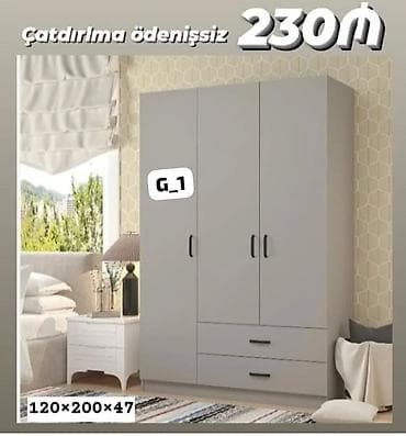 3 qapılı paltar şkafı – model G_1 - Rəng: açıq boz - Ölçülər: 120 × lalafo.az -da 3 qapılı paltar şkafı – model G_1 - Rəng: açıq boz - Ölçülər: 120 ×