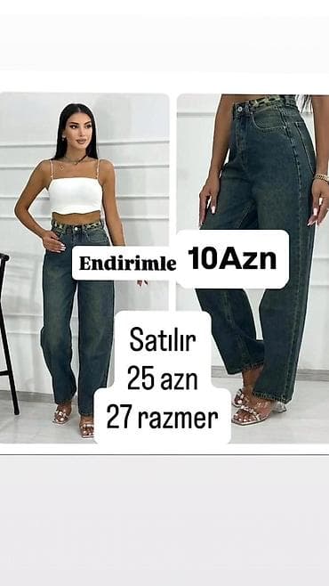 Qadın düz kəsimli yüksək bel cins şalvar. - Rəng: tünd mavi/klassik lalafo.az -da Qadın düz kəsimli yüksək bel cins şalvar. - Rəng: tünd mavi/klassik