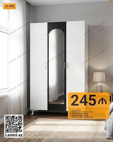 3 qapılı, Güzgülü, Rəngli, Digər material, Açılan, Düz dolab lalafo.az -da 3 qapılı, Güzgülü, Rəngli, Digər material, Açılan, Düz dolab