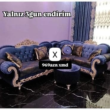 Klassik üslubda künc divan dəsti - Rəng: tünd mavi (royal blue) və lalafo.az -da Klassik üslubda künc divan dəsti - Rəng: tünd mavi (royal blue) və