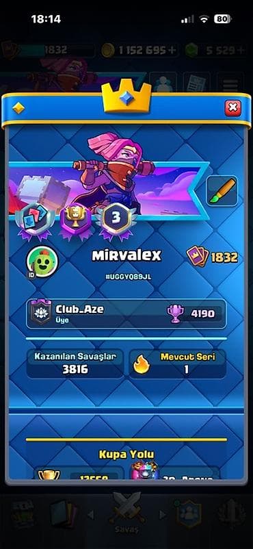 Clash Royale hesabı – MiRvalex - Kupa: 12 559 - Klan: Club_Aze - lalafo.az -da Clash Royale hesabı – MiRvalex - Kupa: 12 559 - Klan: Club_Aze -