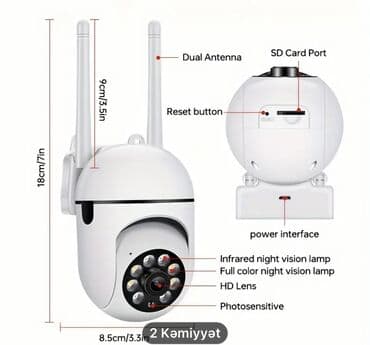 2 ədəd Təhlükəsizlik Kamerası HD WiFi Müşahidə Kamerası - Divar lalafo.az -da 2 ədəd Təhlükəsizlik Kamerası HD WiFi Müşahidə Kamerası - Divar