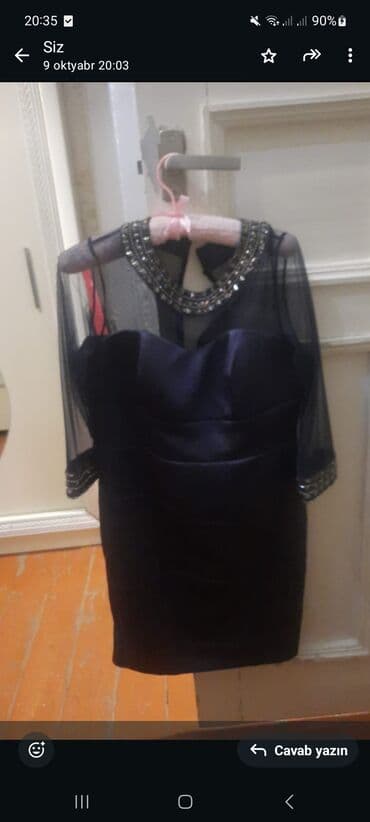 Qısa gecə/libas - Rəng: tünd göy (lacivərd) - Parça: atlas tipli lalafo.az -da Qısa gecə/libas - Rəng: tünd göy (lacivərd) - Parça: atlas tipli