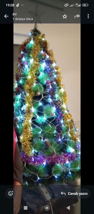 Bəzəkli Yeni il şam ağacı - Yaşıl süni şam ağacı, konus formasında - lalafo.az -da Bəzəkli Yeni il şam ağacı - Yaşıl süni şam ağacı, konus formasında -