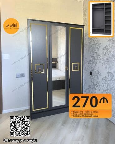Açılan, 3 qapılı Düz dolab, Qarderob, paltar dolabı lalafo.az -da Açılan, 3 qapılı Düz dolab, Qarderob, paltar dolabı