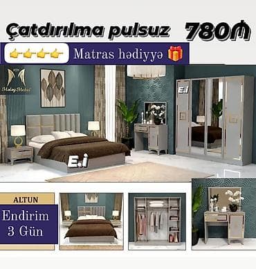 Yataq otağı dəsti – “Altun” model Komplekt: - 3 qapılı güzgülü şkaf lalafo.az -da Yataq otağı dəsti – “Altun” model Komplekt: - 3 qapılı güzgülü şkaf