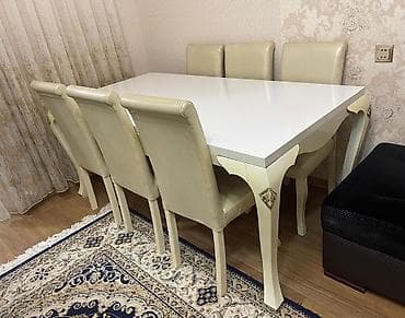 Yemək otağı üçün dəst – 1 stol + 6 stul - Stil: klassik/modern at lalafo.az Yemək otağı üçün dəst – 1 stol + 6 stul - Stil: klassik/modern