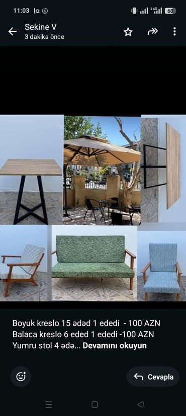 Boyuk kreslo 15 ədəd 1 ededi - 100 AZN Balaca kreslo 6 eded 1 ededi lalafo.az -da Boyuk kreslo 15 ədəd 1 ededi - 100 AZN Balaca kreslo 6 eded 1 ededi