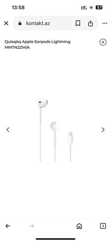 İşlənmiş Simli Qulaqcıqlar, Apple, rəng - Ağ lalafo.az -da — 7 İşlənmiş Simli Qulaqcıqlar, Apple, rəng - Ağ — 7