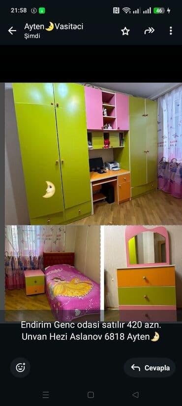 Endirim Genc odasi satılır 420 azn. Unvan Hezi Aslanov 6818 Ayten🌛 lalafo.az -da Endirim Genc odasi satılır 420 azn. Unvan Hezi Aslanov 6818 Ayten🌛